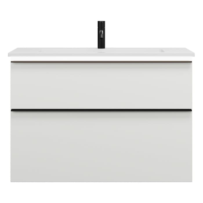 burgbad Eqio Waschtischkombination mit Mineralguss-Waschtisch und LED-Beleuchtung, 92 cm, mit Griffleiste G0252