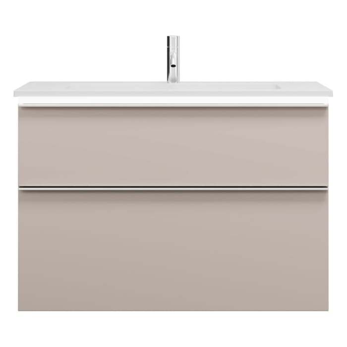 burgbad Eqio Waschtischkombination mit Mineralguss-Waschtisch und LED-Beleuchtung, 92 cm, mit Griffleiste G0251