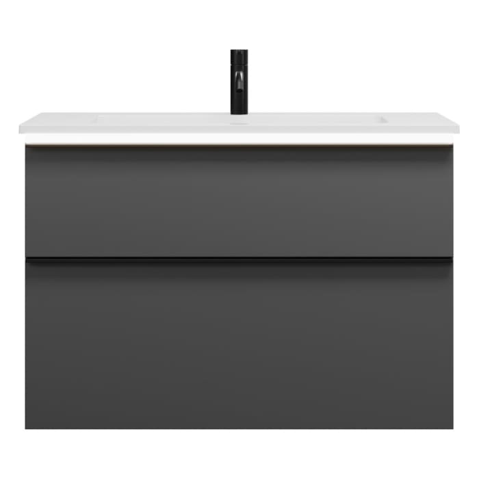 burgbad Eqio Waschtischkombination mit Mineralguss-Waschtisch und LED-Beleuchtung, 92 cm, mit Griffleiste G0252