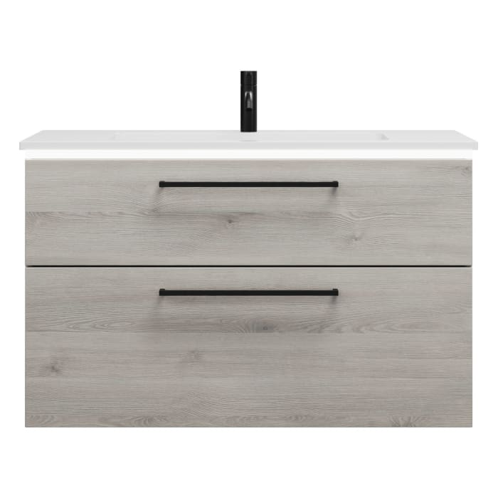 burgbad Eqio Waschtischkombination mit Mineralguss-Waschtisch und LED-Beleuchtung, 102 cm, mit Stangengriff G0234