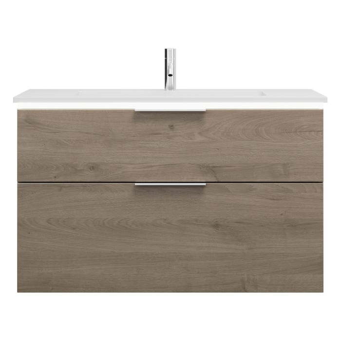 burgbad Eqio Waschtischkombination mit Mineralguss-Waschtisch und LED-Beleuchtung, 102 cm, mit Griff G0146