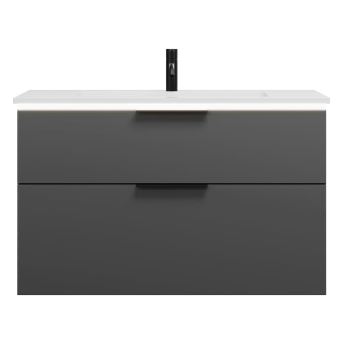 burgbad Eqio Waschtischkombination mit Mineralguss-Waschtisch und LED-Beleuchtung, 102 cm, mit Griff G0200