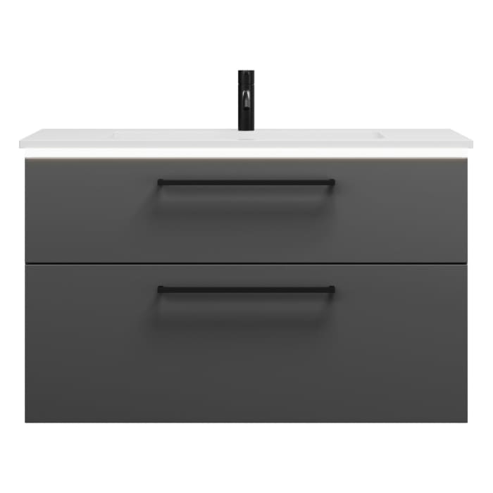 burgbad Eqio Waschtischkombination mit Mineralguss-Waschtisch und LED-Beleuchtung, 102 cm, mit Stangengriff G0234