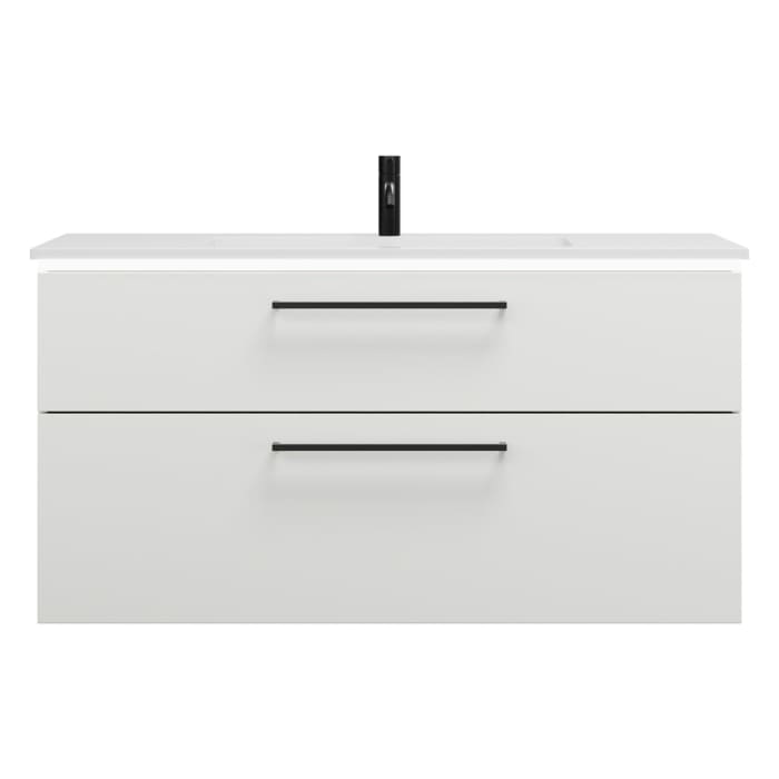 burgbad Eqio Waschtischkombination mit Mineralguss-Waschtisch und LED-Beleuchtung, 122 cm, mit Stangengriff G0234