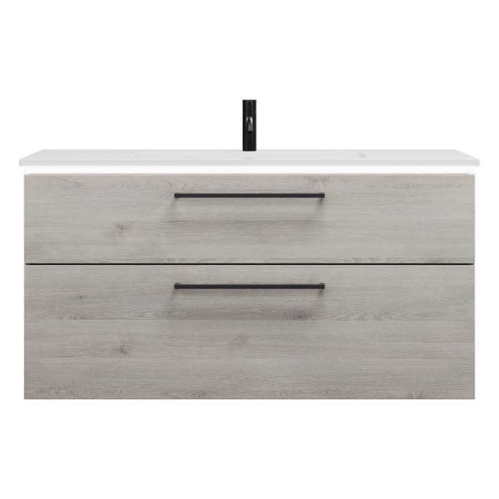 burgbad Eqio Waschtischkombination mit Mineralguss-Waschtisch und LED-Beleuchtung, 122 cm, mit Stangengriff G0234