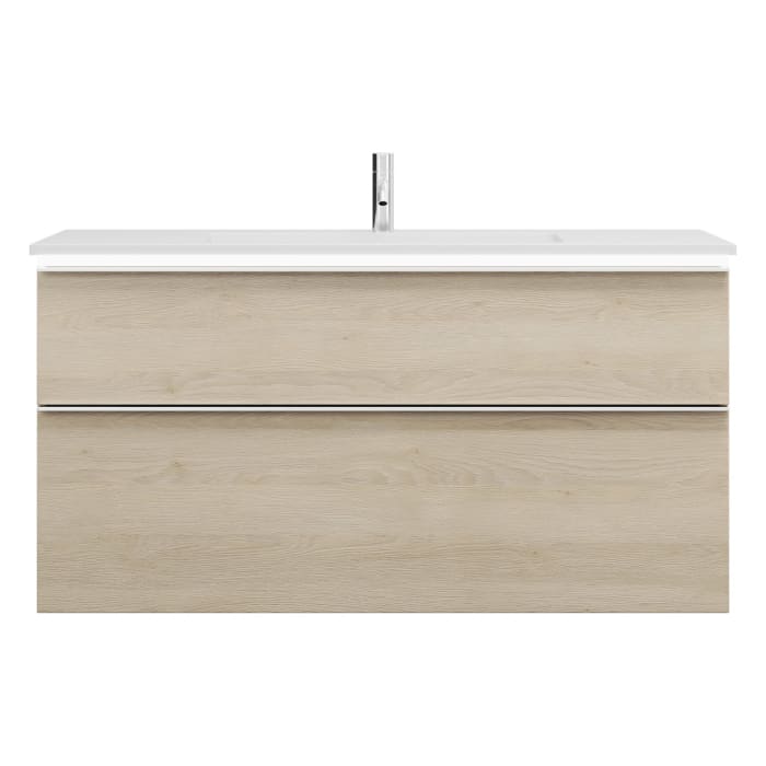 burgbad Eqio Waschtischkombination mit Mineralguss-Waschtisch und LED-Beleuchtung, 122 cm, mit Griffleiste G0251