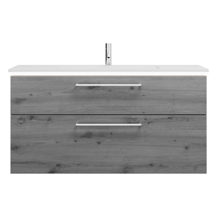 burgbad Eqio Waschtischkombination mit Mineralguss-Waschtisch und LED-Beleuchtung, 122 cm, mit Stangengriff P95