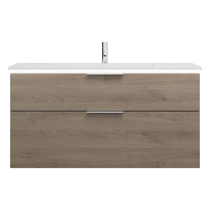 burgbad Eqio Waschtischkombination mit Mineralguss-Waschtisch und LED-Beleuchtung, 122 cm, mit Griff G0146