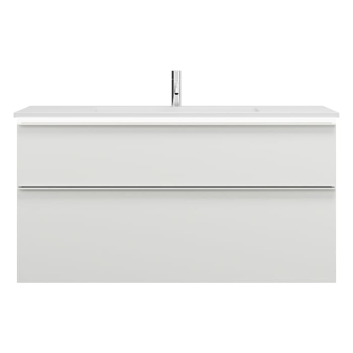 burgbad Eqio Waschtischkombination mit Mineralguss-Waschtisch und LED-Beleuchtung, 122 cm, mit Griffleiste G0251