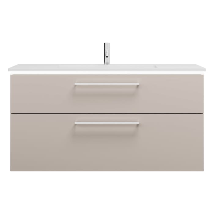 burgbad Eqio Waschtischkombination mit Mineralguss-Waschtisch und LED-Beleuchtung, 122 cm, mit Stangengriff P95