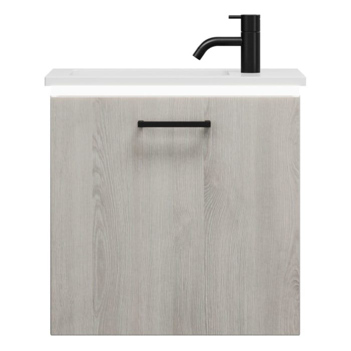 burgbad Eqio Waschtischkombination mit Mineralguss-Waschtisch und LED-Beleuchtung, 52 cm, mit Stangengriff G0234