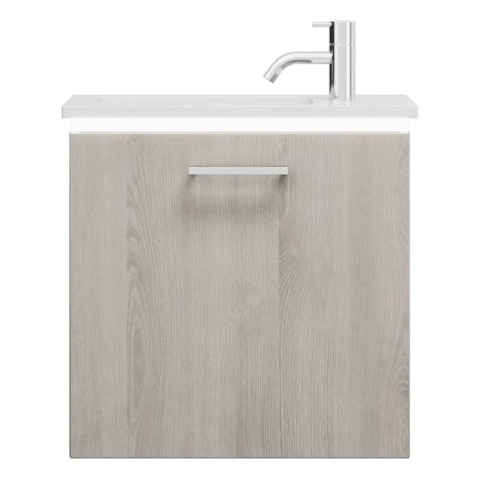 burgbad Eqio Waschtischkombination mit Mineralguss-Waschtisch und LED-Beleuchtung, 52 cm, mit Stangengriff P95