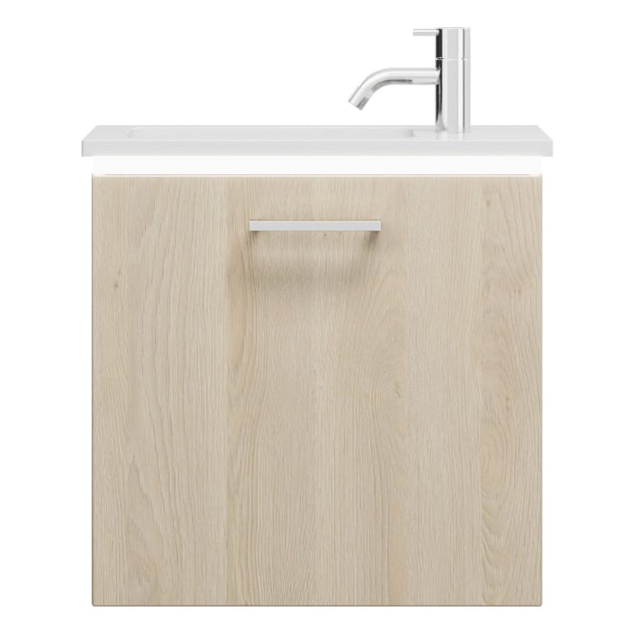 burgbad Eqio Waschtischkombination mit Mineralguss-Waschtisch und LED-Beleuchtung, 52 cm, mit Stangengriff P95