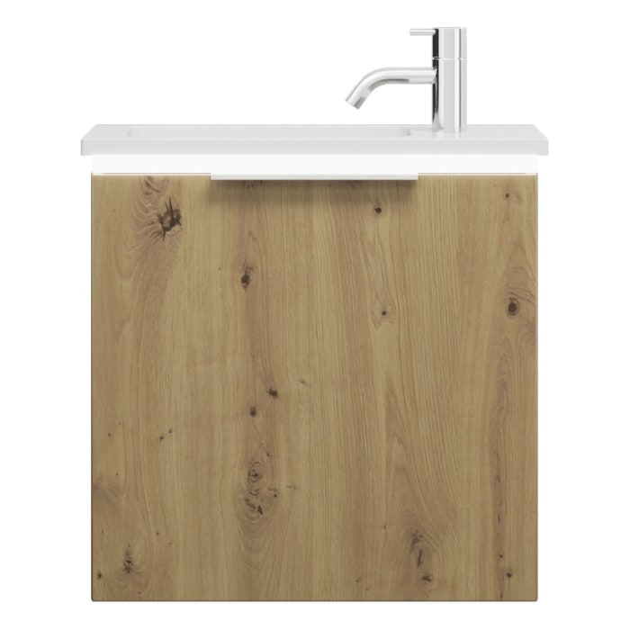 burgbad Eqio Waschtischkombination mit Mineralguss-Waschtisch und LED-Beleuchtung, 52 cm, mit Griff G0146