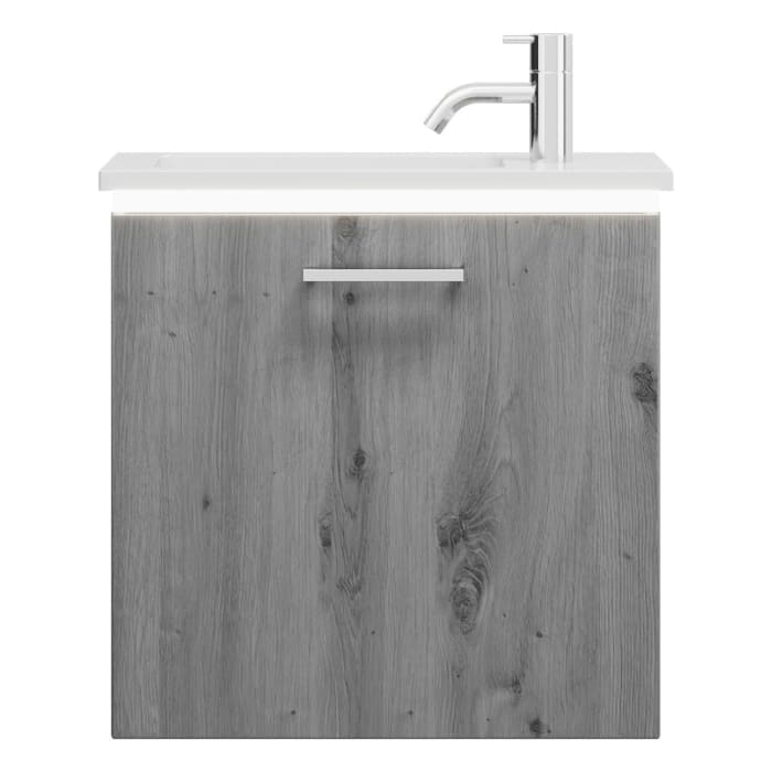 burgbad Eqio Waschtischkombination mit Mineralguss-Waschtisch und LED-Beleuchtung, 52 cm, mit Stangengriff P95