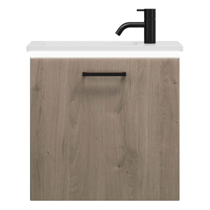 burgbad Eqio Waschtischkombination mit Mineralguss-Waschtisch und LED-Beleuchtung, 52 cm, mit Stangengriff G0234