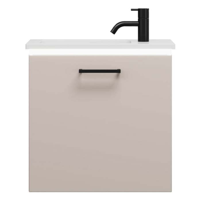 burgbad Eqio Waschtischkombination mit Mineralguss-Waschtisch und LED-Beleuchtung, 52 cm, mit Stangengriff G0234