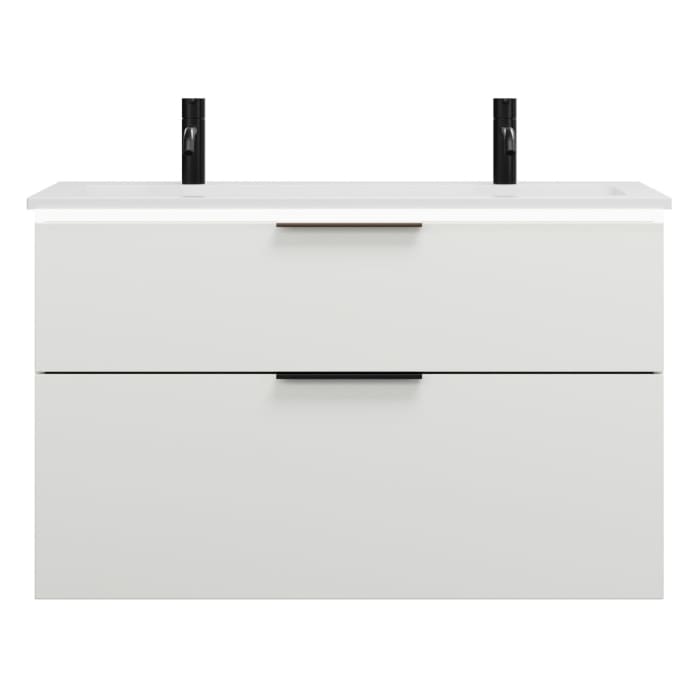 burgbad Eqio Waschtischkombination mit Mineralguss-Waschtisch und LED-Beleuchtung, 102 cm, mit Griff G0200