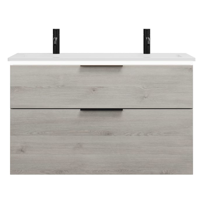 burgbad Eqio Waschtischkombination mit Mineralguss-Waschtisch und LED-Beleuchtung, 102 cm, mit Griff G0200