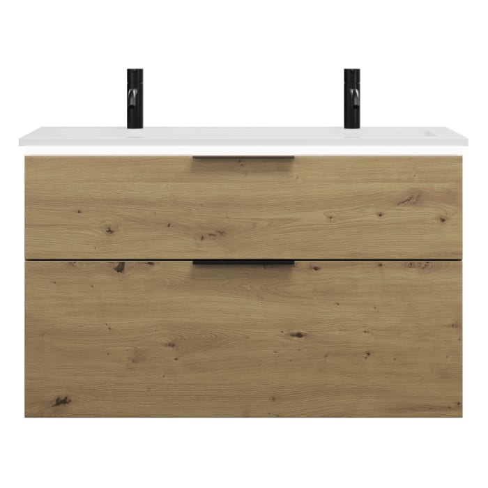 burgbad Eqio Waschtischkombination mit Mineralguss-Waschtisch und LED-Beleuchtung, 102 cm, mit Griff G0200