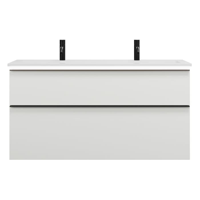 burgbad Eqio Waschtischkombination mit Mineralguss-Waschtisch und LED-Beleuchtung, 122 cm, mit Griffleiste G0252