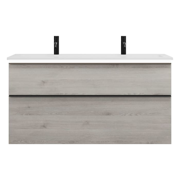 burgbad Eqio Waschtischkombination mit Mineralguss-Waschtisch und LED-Beleuchtung, 122 cm, mit Griffleiste G0252