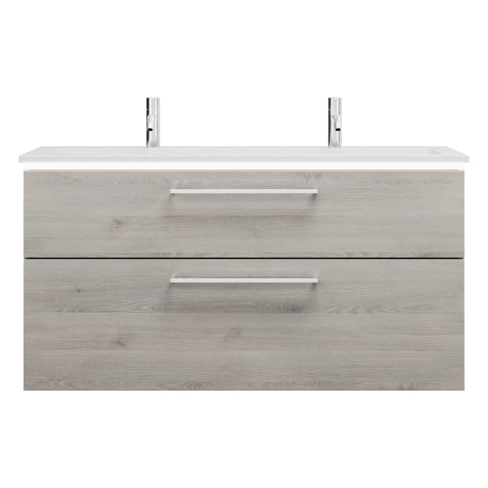 burgbad Eqio Waschtischkombination mit Mineralguss-Waschtisch und LED-Beleuchtung, 122 cm, mit Stangengriff P95