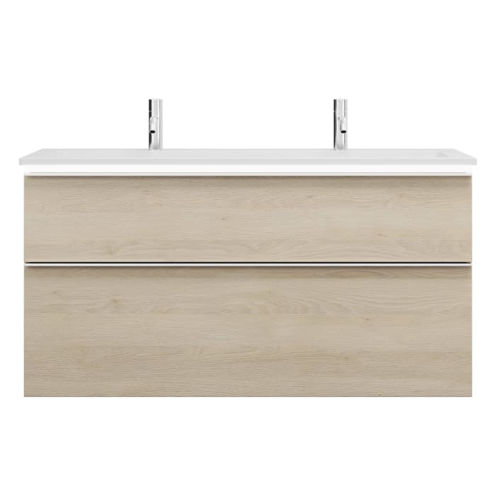 burgbad Eqio Waschtischkombination mit Mineralguss-Waschtisch und LED-Beleuchtung, 122 cm, mit Griffleiste G0251