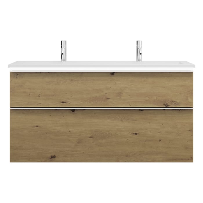 burgbad Eqio Waschtischkombination mit Mineralguss-Waschtisch und LED-Beleuchtung, 122 cm, mit Griffleiste G0251