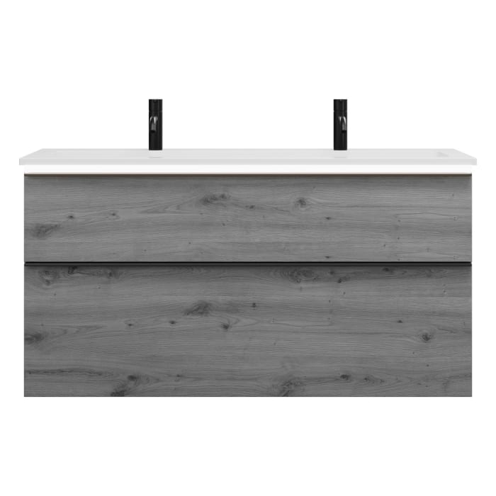 burgbad Eqio Waschtischkombination mit Mineralguss-Waschtisch und LED-Beleuchtung, 122 cm, mit Griffleiste G0252