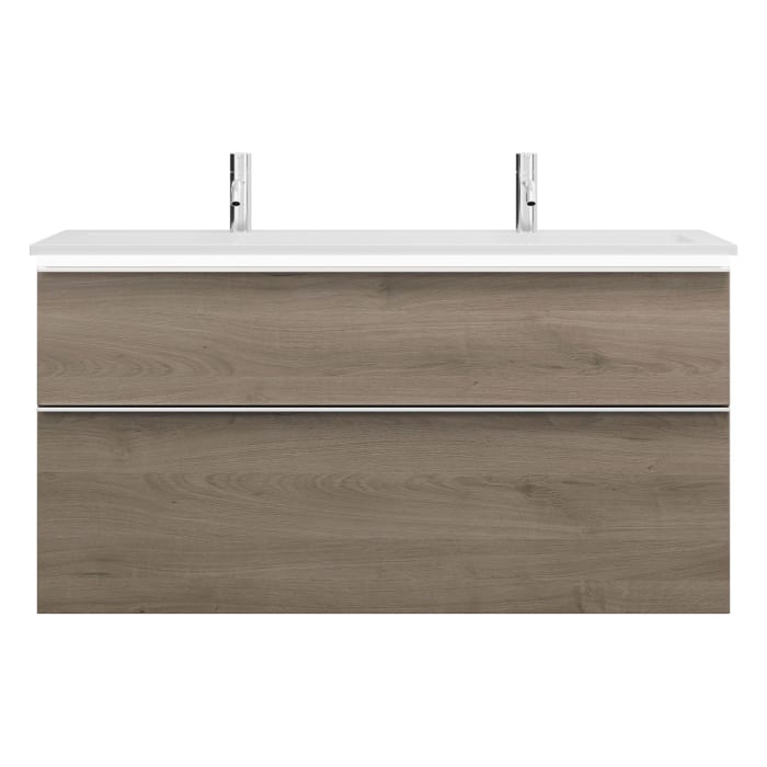 burgbad Eqio Waschtischkombination mit Mineralguss-Waschtisch und LED-Beleuchtung, 122 cm, mit Griffleiste G0251