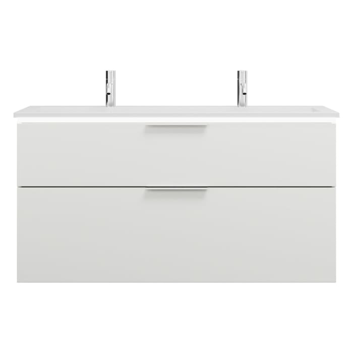 burgbad Eqio Waschtischkombination mit Mineralguss-Waschtisch und LED-Beleuchtung, 122 cm, mit Griff G0146