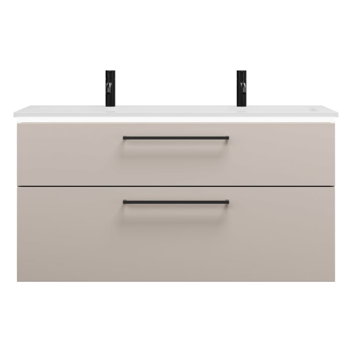 burgbad Eqio Waschtischkombination mit Mineralguss-Waschtisch und LED-Beleuchtung, 122 cm, mit Stangengriff G0234