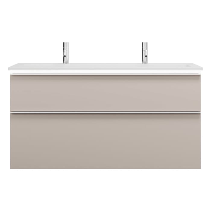 burgbad Eqio Waschtischkombination mit Mineralguss-Waschtisch und LED-Beleuchtung, 122 cm, mit Griffleiste G0251