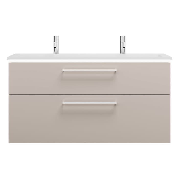 burgbad Eqio Waschtischkombination mit Mineralguss-Waschtisch und LED-Beleuchtung, 122 cm, mit Stangengriff P95