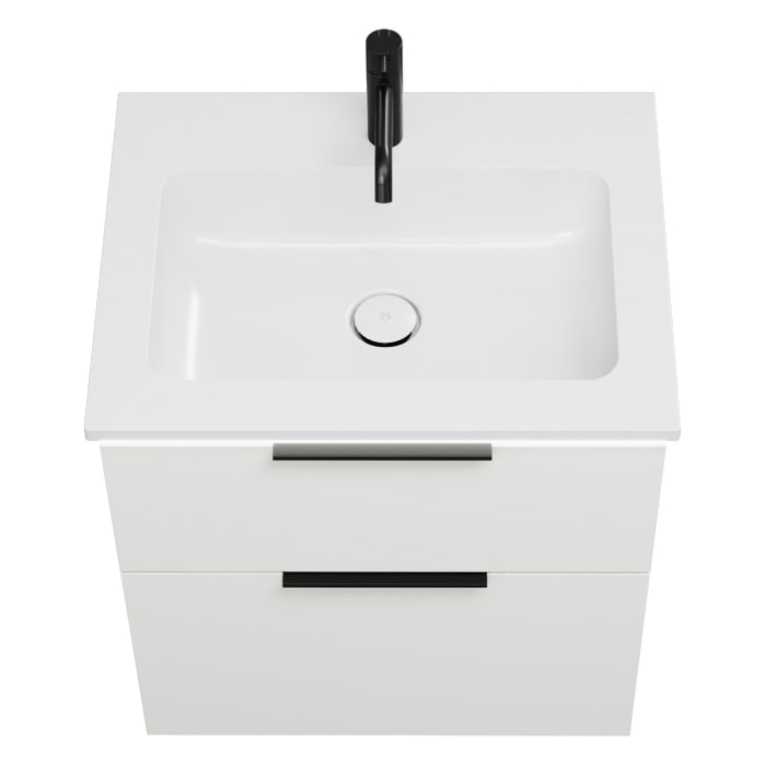 burgbad Eqio Waschtischkombination mit Mineralguss-Waschtisch und LED-Beleuchtung, 62 cm, mit Griff G0200