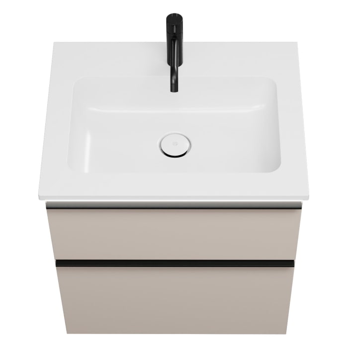 burgbad Eqio Waschtischkombination mit Mineralguss-Waschtisch und LED-Beleuchtung, 62 cm, mit Griffleiste G0252