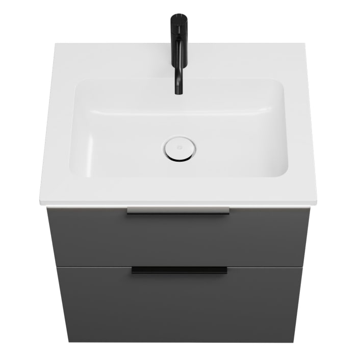 burgbad Eqio Waschtischkombination mit Mineralguss-Waschtisch und LED-Beleuchtung, 62 cm, mit Griff G0200