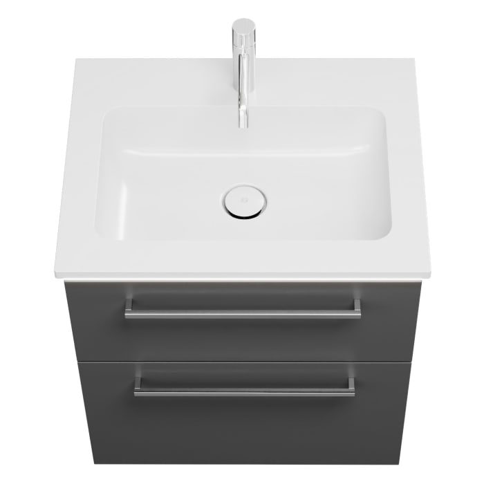 burgbad Eqio Waschtischkombination mit Mineralguss-Waschtisch und LED-Beleuchtung, 62 cm, mit Stangengriff P95