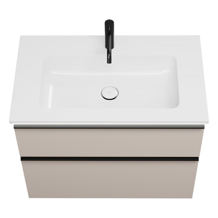 burgbad Eqio Waschtischkombination mit Mineralguss-Waschtisch und LED-Beleuchtung, 82 cm, mit Griffleiste G0252