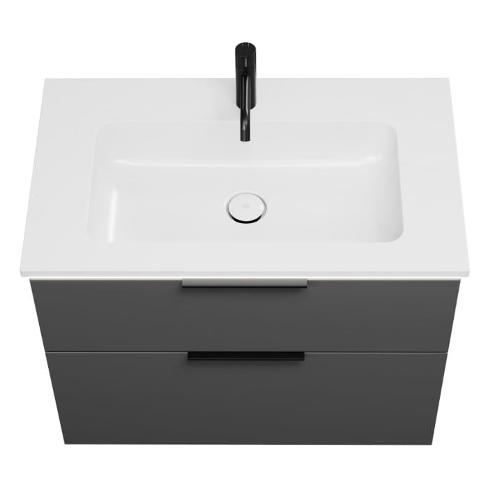 burgbad Eqio Waschtischkombination mit Mineralguss-Waschtisch und LED-Beleuchtung, 82 cm, mit Griff G0200