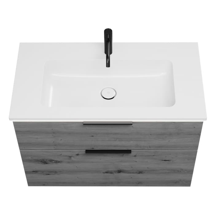 burgbad Eqio Waschtischkombination mit Mineralguss-Waschtisch und LED-Beleuchtung, 92 cm, mit Griff G0200