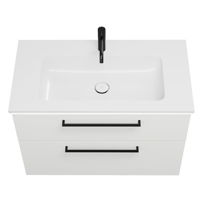 burgbad Eqio Waschtischkombination mit Mineralguss-Waschtisch und LED-Beleuchtung, 92 cm, mit Stangengriff G0234