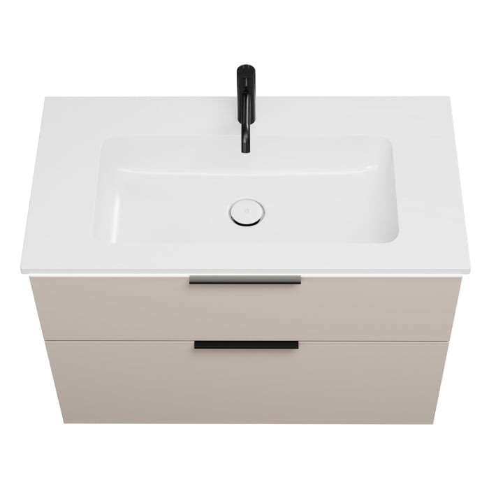 burgbad Eqio Waschtischkombination mit Mineralguss-Waschtisch und LED-Beleuchtung, 92 cm, mit Griff G0200