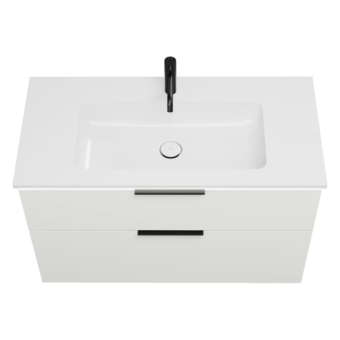 burgbad Eqio Waschtischkombination mit Mineralguss-Waschtisch und LED-Beleuchtung, 102 cm, mit Griff G0200