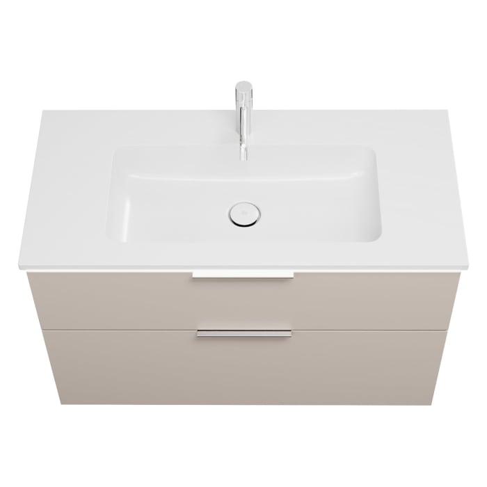 burgbad Eqio Waschtischkombination mit Mineralguss-Waschtisch und LED-Beleuchtung, 102 cm, mit Griff G0146