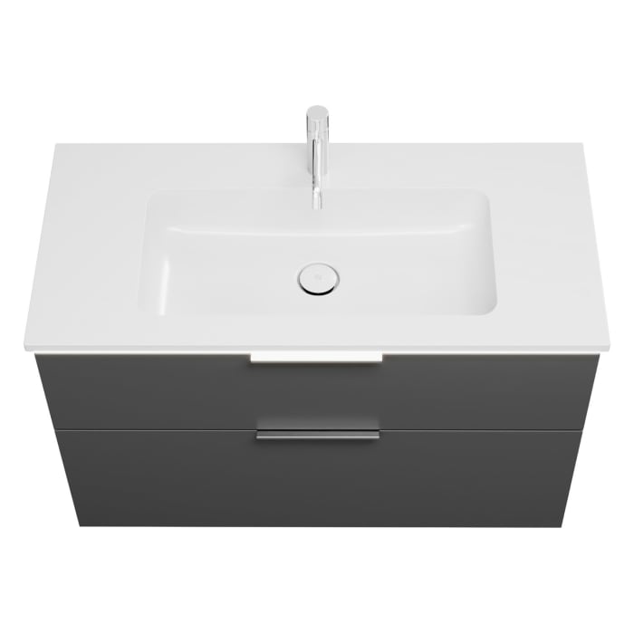 burgbad Eqio Waschtischkombination mit Mineralguss-Waschtisch und LED-Beleuchtung, 102 cm, mit Griff G0146