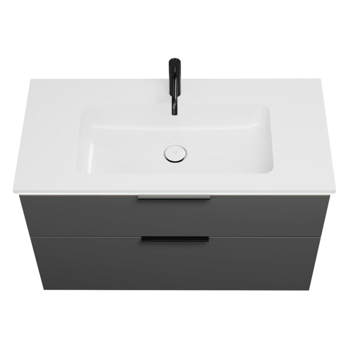 burgbad Eqio Waschtischkombination mit Mineralguss-Waschtisch und LED-Beleuchtung, 102 cm, mit Griff G0200