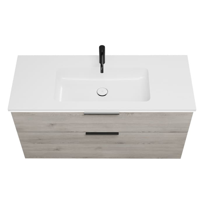 burgbad Eqio Waschtischkombination mit Mineralguss-Waschtisch und LED-Beleuchtung, 122 cm, mit Griff G0200