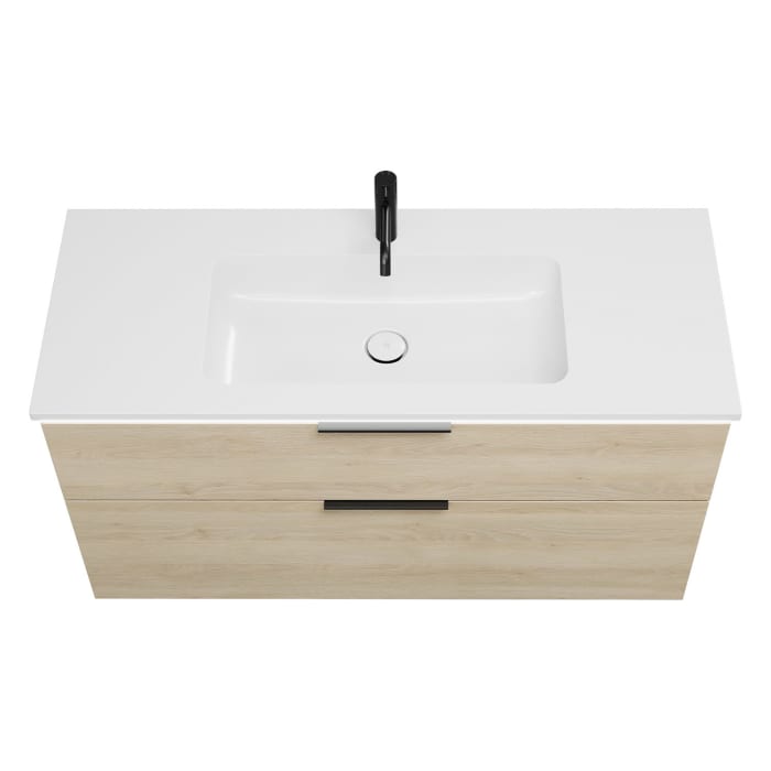 burgbad Eqio Waschtischkombination mit Mineralguss-Waschtisch und LED-Beleuchtung, 122 cm, mit Griff G0200